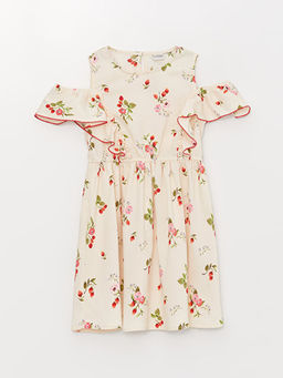 Bisiklet Yaka Desenli K?sa Kollu K?z ?ocuk Elbise