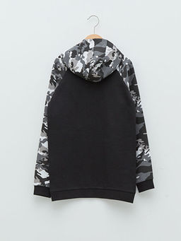 Kap??onlu Bask?l? Uzun Kollu Erkek ?ocuk Sweatshirt - Waikiki фото 2