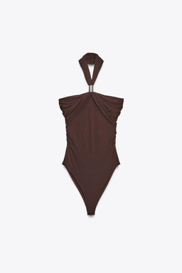 POLYAMIDE HALTER BODYSUIT WITH METAL DETAIL - Zara фото 6