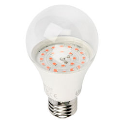 LED-A60-9W/SP/E27/CL ALM01WH Лампа светодиодная для растений. Форма "A", прозрачная колба. Материал корпуса пластик. Упаковка картон.