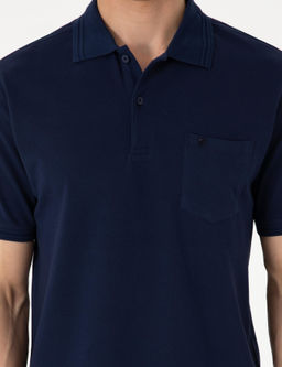 Lacivert Regular Fit %100 Pamuk Polo Yaka Basic Ti__rt