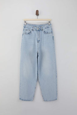 Mavi Y_ksek Bel 100% Pamuk Barrel Jeans TWOSS26JE00143 - Trendyolmilla фото 2