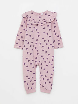 Bisiklet Yaka Uzun Kollu Bask?l? K?z Bebek Tulum