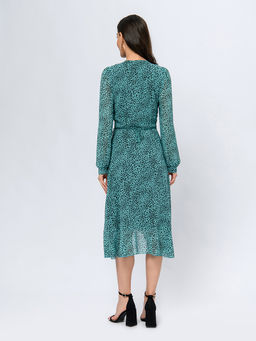 Платье бирюзового цвета длины мини с принтом - 1001dress фото 4