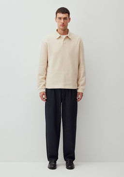 Dugmeli Beyaz Basic Sweatshirt - Mavi фото 4