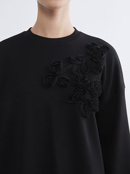 Bisiklet Yaka ?i?ekli Kad?n Sweatshirt Tunik