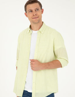 Ye_il Slim Fit Keten Kar___ml_ G_mlek
