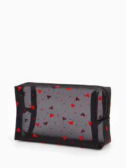 Косметичка дор Сердца, сетка 18*7,5*10, отд на молнии, черный
