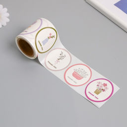 Наклейка бумага Благодарность. Цветы в вазе, d=2.5 см, 120 шт. в рулоне, 5.7?5.7?6 см