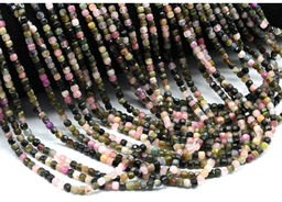 Бусины из турмалина кубик гр.3мм, 39см, 129 бусины Радуга камня