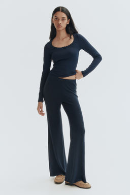 Flared fine-knit trousers - H&m фото 4