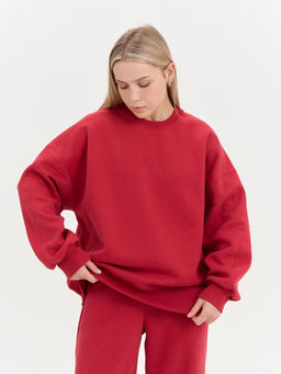 Свитшот с велюровым эффектом "Брусника" утепленный женский