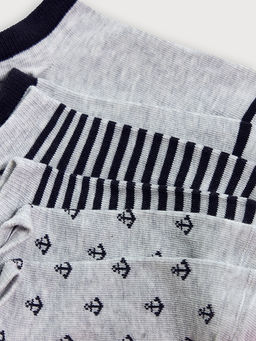 Носки детские мультипак (3 пары) серые с рисунком в виде морских якорей и полосок - Mark formelle фото 4