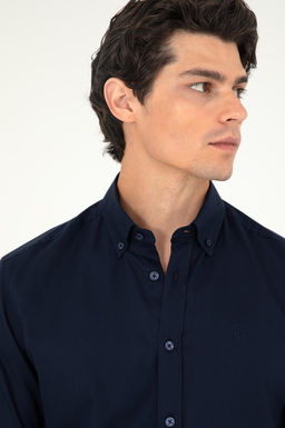 Мужская темно-синяя базовая рубашка с длинным рукавом - U.s. polo assn фото 2