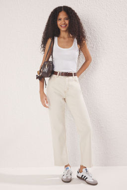 TRENDYOLMILLA Ac?k Mavi Pacas? Kesikli Yuksek Bel Straight Jeans TWOAW25JE00307  фото 2