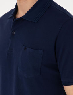 Lacivert Regular Fit %100 Pamuk Polo Yaka Basic Ti__rt