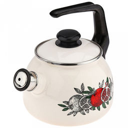 "Цвет граната" Чайник эмалированный 2,5л, со свистком, сферическая форма, металлическая крышка (Россия)