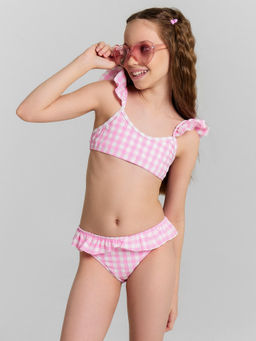 Купальник для девочек раздельный розовый в клетку - Mark formelle фото 2
