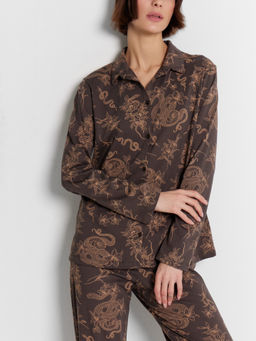 Пижама женская коричневая с принтом Змеи - Mark formelle фото 8