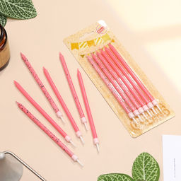 Свечи для торта Блестящая вечеринка, 6 шт., розовые, высокие - Страна карнавалия фото 2