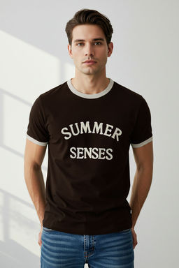 TRENDYOL MAN Ekru Regular/Normal Kesim Kol Detayl? Bask?l? %100 Pamuk Tok Kumas T-shirt TMNSS25TS00034 - Trendyolmilla фото 5