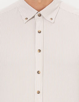 Bej Slim Fit Uzun Kollu G_mlek