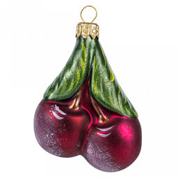 Елочная игрушка фигурка стеклянная Владимирская вишня-2 6,1х3,6х9,4см, ручная художественная роспись, подарочная упаковка (Россия)