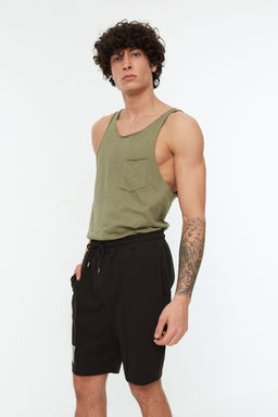 TRENDYOL MAN Siyah Regular/Normal Kesim Orta Boy Lastik Bel Bagc?kl? Dikisli Bask?l? Sort TMNSS21SR0212 - Trendyolmilla фото 3