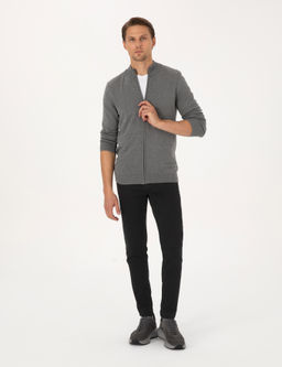 Gri Melanj Slim Fit Fermuarl_ Triko H_rka - Pierre cardin фото 4