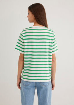 Mavi Logo Bask?l? Yesil Cizgili Tisort  фото 4