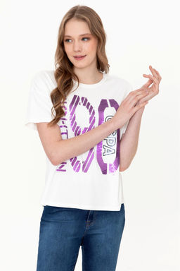 Женская белая футболка с круглым вырезом Неожиданная скидка в корзине - U.s. polo assn фото 3