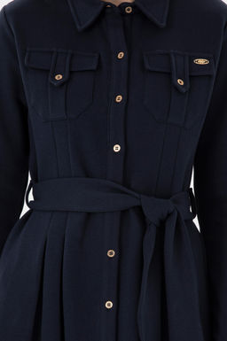 Женщина темно -синее вязаное платье Сурси - U.s. polo assn фото 5