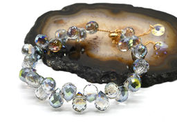 Браслет из циркона капля 10*8мм цв.зеленый хамелеон, 16см