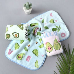Полотенце из микрофибры Яркие авокадо с атласной каймой 25*50 см.