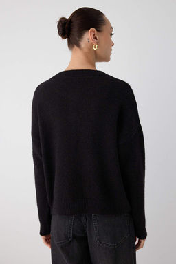 Wardrobe Essentials Siyah Alpaka Yunu Kar?s?ml? Genis Kal?p Triko H?rka | TWOAW26HI00089