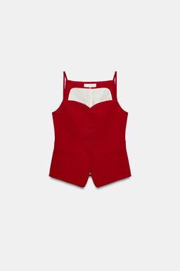 CHALECO TIRANTES ESCOTE CORAZ?N / Rojo - Zara фото 6