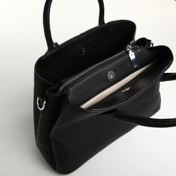 Сумка женская тоут TEXTURA на молнии, 29×11×23 см, однотонная, чёрная