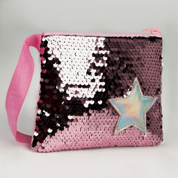 Сумка детская с пайетками Звёздочка на молнии, цвет розовый, 17,5х0,5х14,5 см - NAZAMOK KIDS фото 2