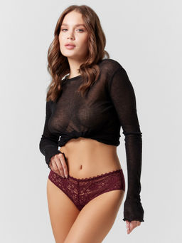 Цена за 2 штуки! Трусы слипы женские бордовые кружевные