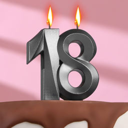 Цена за 2 шт. Свеча в торт юбилейная «Грань»,, цифра 18, графит, 6.5 см
