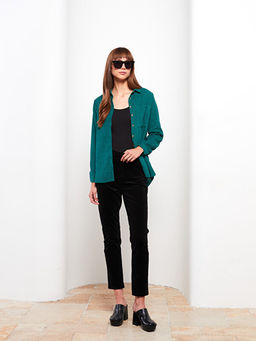 Normal Bel Dar Fit D?z Kadife Kad?n Pantolon