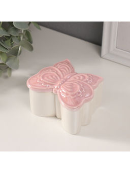 Шкатулка для украшений Бабочка фигурная, керамика, розовый перламутр, 7.3?7.3?4.5 см