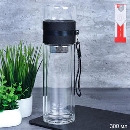 Термос для заваривания чая с ситом 350 мл двойное стекло / YE-123 / уп 60/ - ГалеонТрейд фото 4