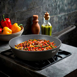 Сковорода с антипригарным покрытием д26см, h6см, s2мм, дно д20,6см, s4,3мм, литой алюминий, бакелитовая ручка с покрытием "soft-touch", "TalleR" (Китай) Подходит для всех видов плит, включая индукционную.