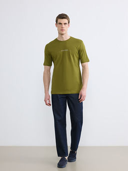 Bisiklet Yaka Yaz? Bask?l? Penye Erkek Ti??rt