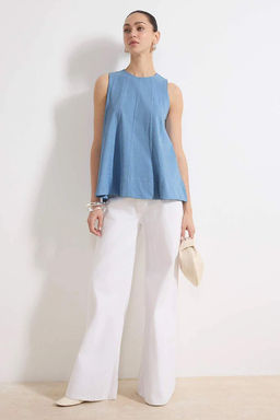 Mavi Relaxed Y?kamal? Kolsuz Dikis Detayl? Tok %100 Pamuk Orme Bluz TWOSS26BZ00170