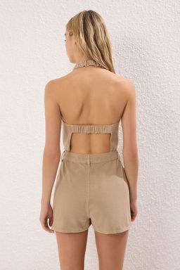 Trendyolmilla Bej S?rt Detayl? Mini Denim Tulum TWOSS25TU00064  фото 4