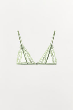 SUJETADOR TRIANGULAR TUL BORDADOS / Crudo / Beige - Zara фото 3