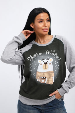 Лонгслив женский из футера Гамми хаки