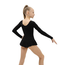 Купальник гимнастический Grace Dance, с юбкой, с длинным рукавом, р. 34, цвет чёрный  фото 4